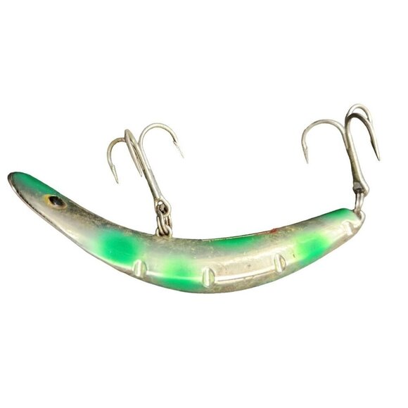 Foxee Fish Super Wobbler in green & silver 4.5 in. long - Picture 2 of 6